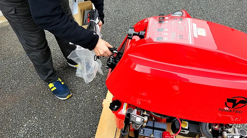 可搬消防ポンプ設置中